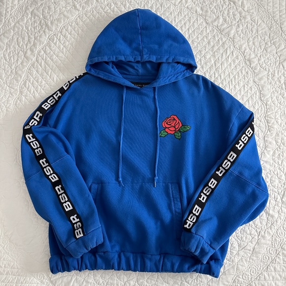 BSR By Samii Ryan Know Ya Worth Hoodie Sweatshirt Pullover Medium Royal Blue - Picture 4 of 11